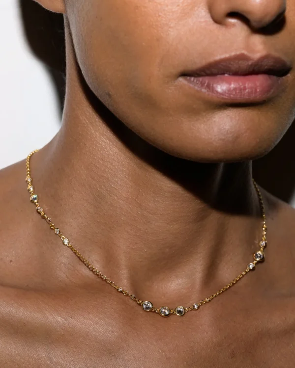 Graduated Bezel Moissanite Necklace