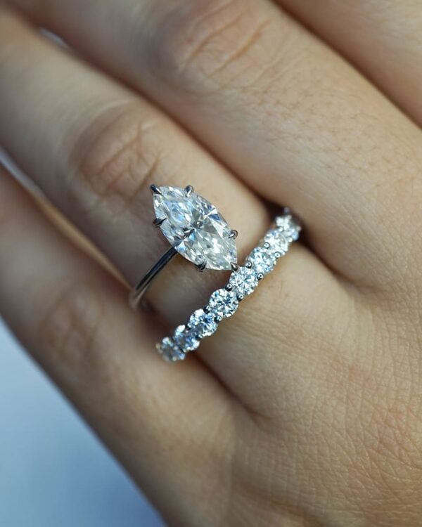 Marquise Moissanite Wedding Ring Set