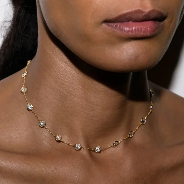 Round Bezel Moissanite Necklace