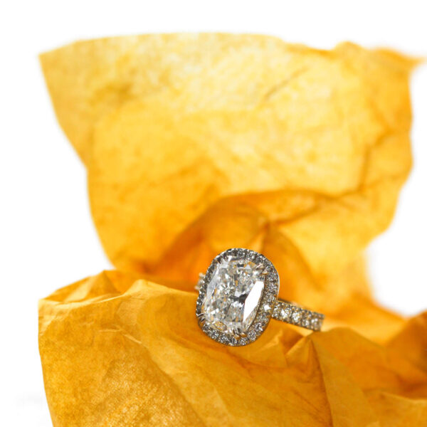 3ct Elongated Cushion Lab Diamond Engagement Ring With Halo South Africa