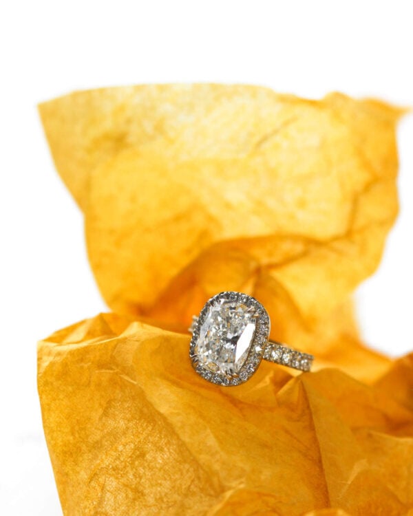 3ct Elongated Cushion Lab Diamond Engagement Ring With Halo South Africa