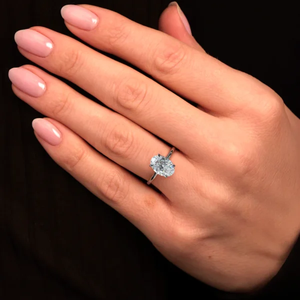 3ct Oval Lab Diamond Ring With Flower Basket