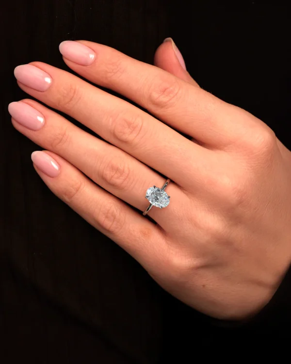 3ct Oval Lab Diamond Ring With Flower Basket