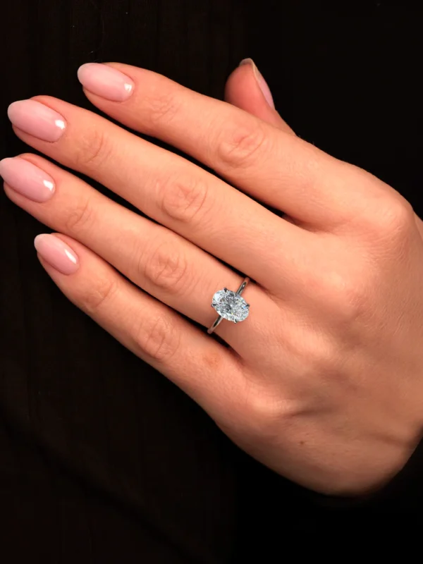 3ct Oval Lab Diamond Ring With Flower Basket