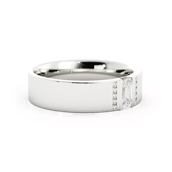 Custom Made Baguette Mens Moissanite Wedding Ring - Image 2