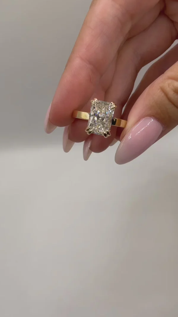 Double Claw Emerald Cut Lab Diamond Ring