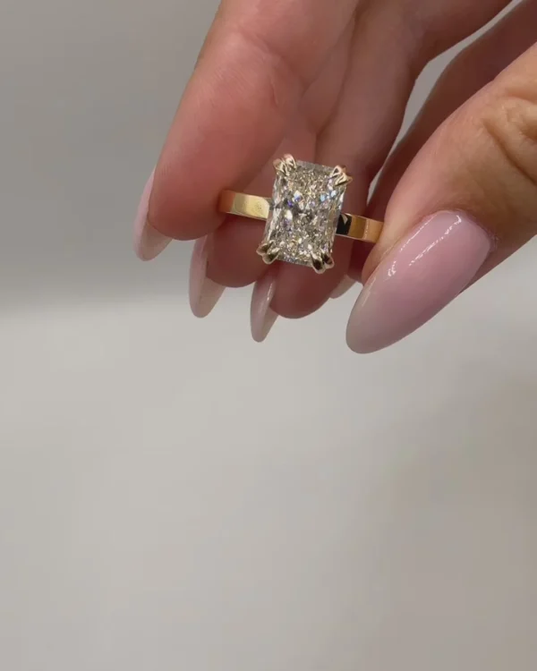 Double Claw Emerald Cut Lab Diamond Ring