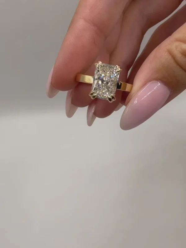 Double Claw Emerald Cut Lab Diamond Ring