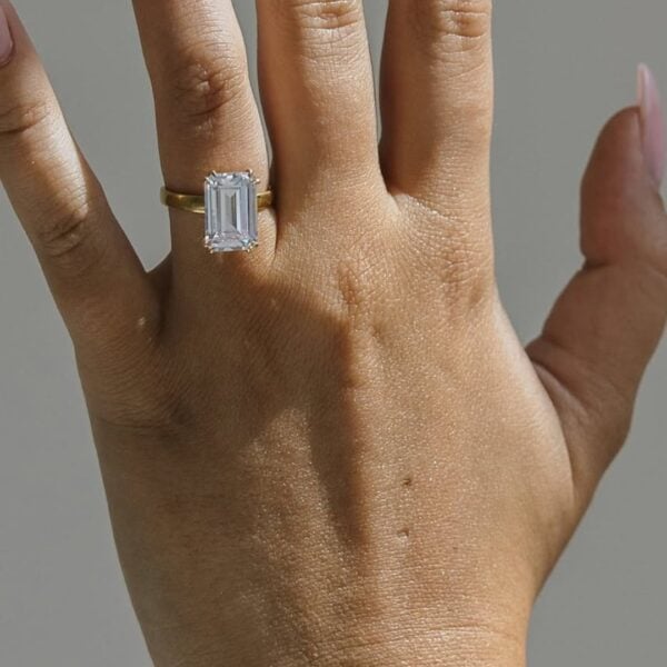 Double Claw Emerald Cut Lab Diamond Ring South Africa