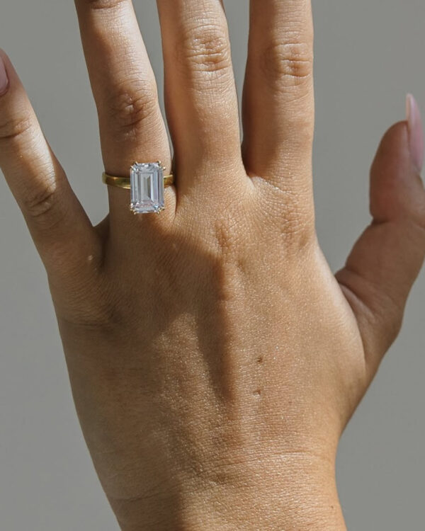 Double Claw Emerald Cut Lab Diamond Ring South Africa