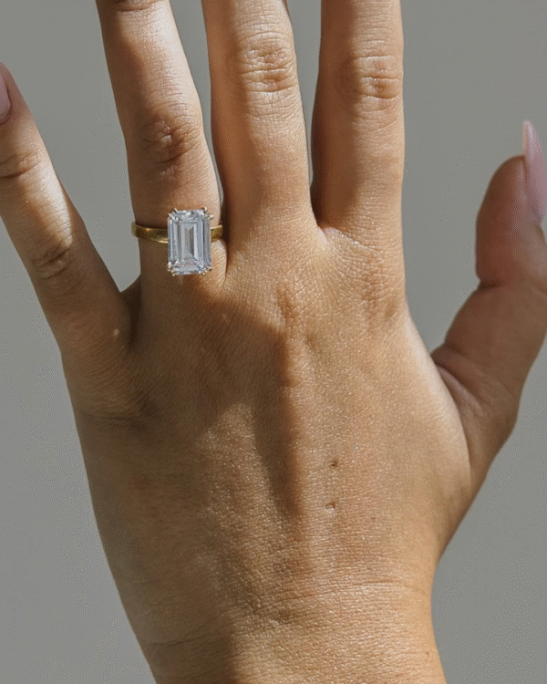 Double Claw Emerald Cut Lab Diamond Ring South Africa