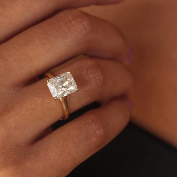 Emerald Lab Diamond Engagement Ring