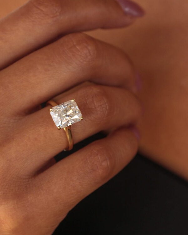 Emerald Lab Diamond Engagement Ring