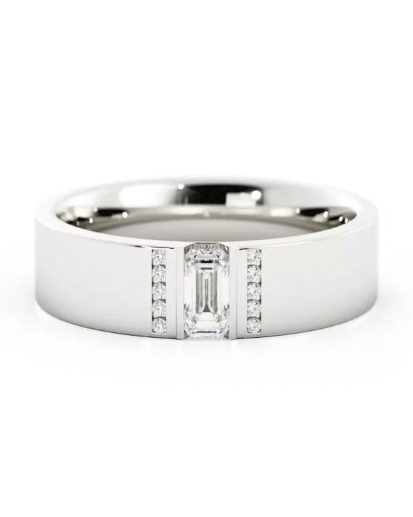 Baguette Mens Moissanite Wedding Ring