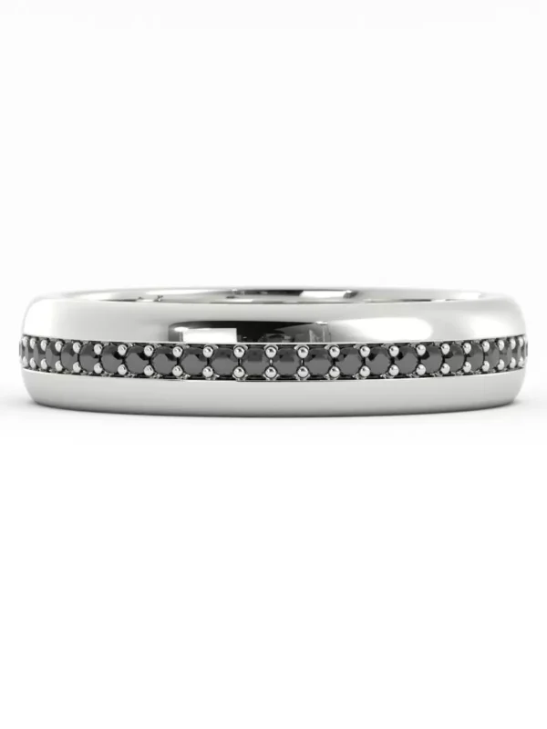 Mens Black Moissanite Wedding Ring