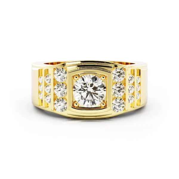 Mens Round Moissanite Signet Ring