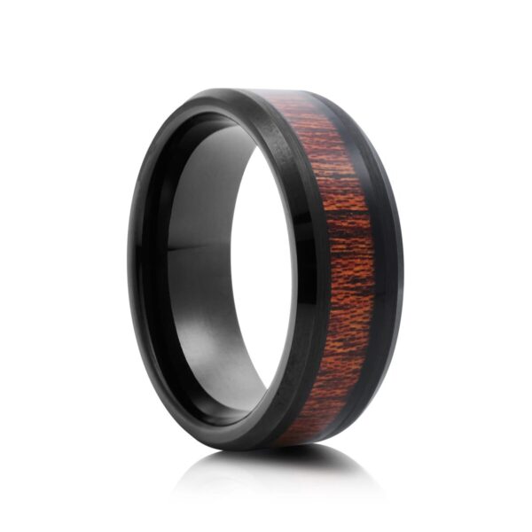 Black Plated Cherry Wood Tungsten Wedding Ring