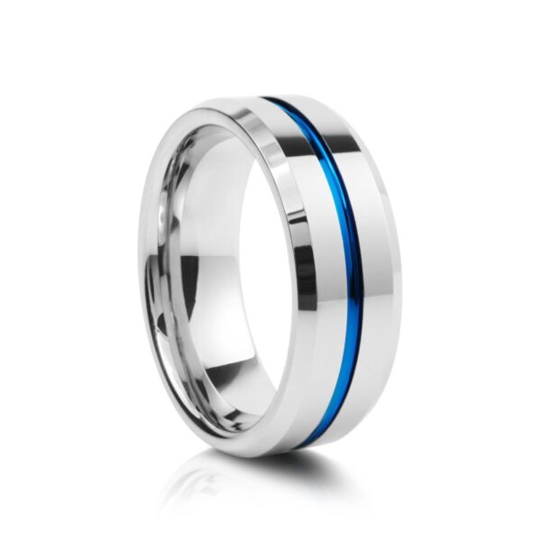 Blue Plated Polished Tungsten Wedding Ring
