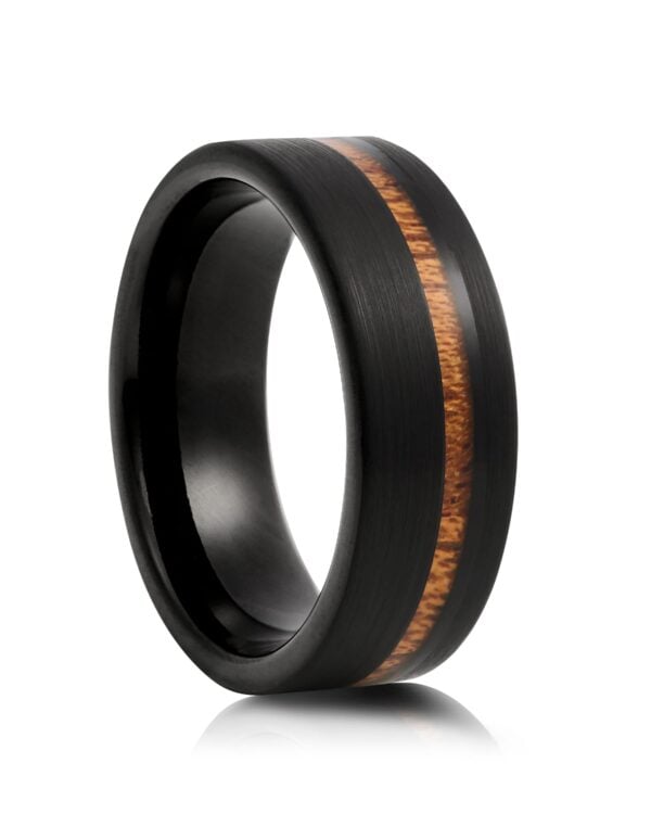 Cherry Wood Matt Black Tungsten Wedding Ring