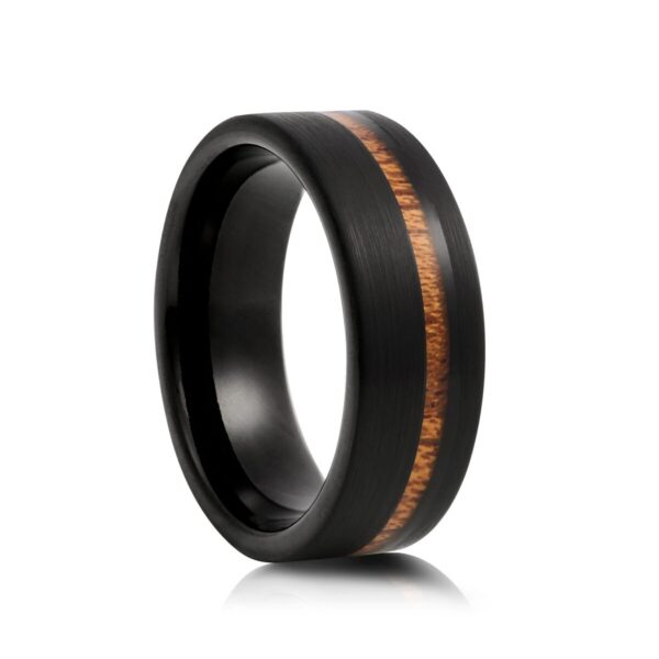Cherry Wood Matt Black Tungsten Wedding Ring