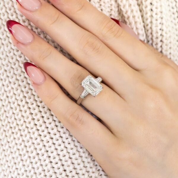 Emerald and Tapered Baguettes Engagement Ring South Africa