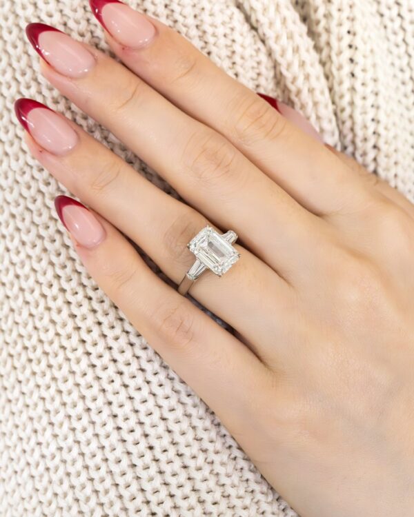 Emerald and Tapered Baguettes Engagement Ring South Africa