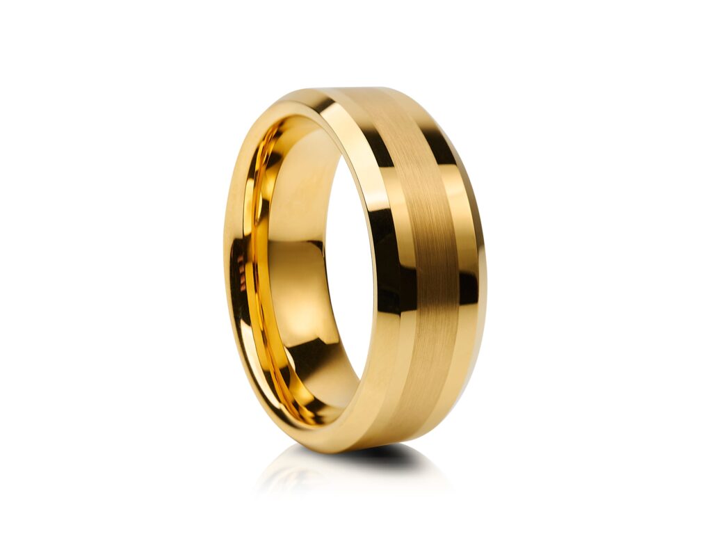 8mm Yellow Gold Plated with Matte Tungsten Wedding Ring
