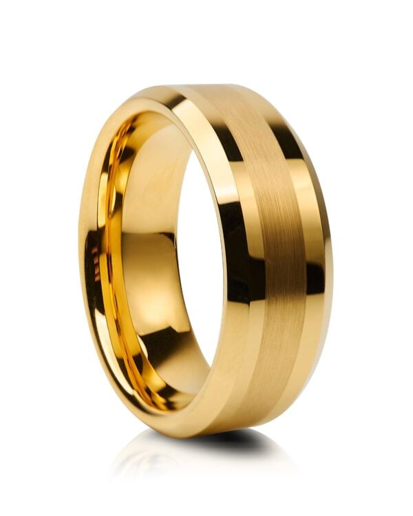 Gold Plated with Matte Tungsten Wedding Ring