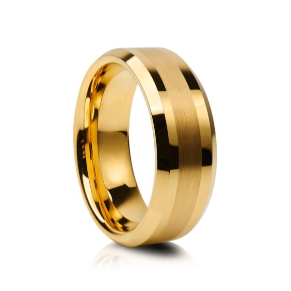 Gold Plated with Matte Tungsten Wedding Ring