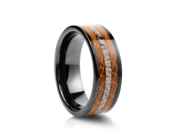 Black Plated Whisky Barrel Tungsten Wedding Ring