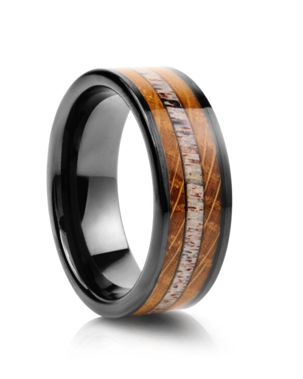 Black Plated Whisky Barrel Tungsten Wedding Ring
