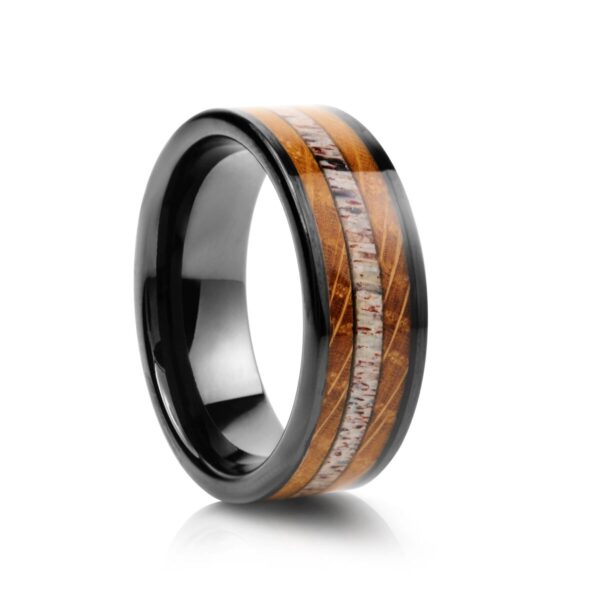 Black Plated Whisky Barrel Tungsten Wedding Ring