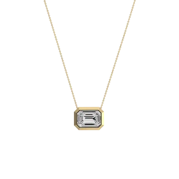 Emerald Cut Bezel Pendant Necklace South Africa Moissanite By Design