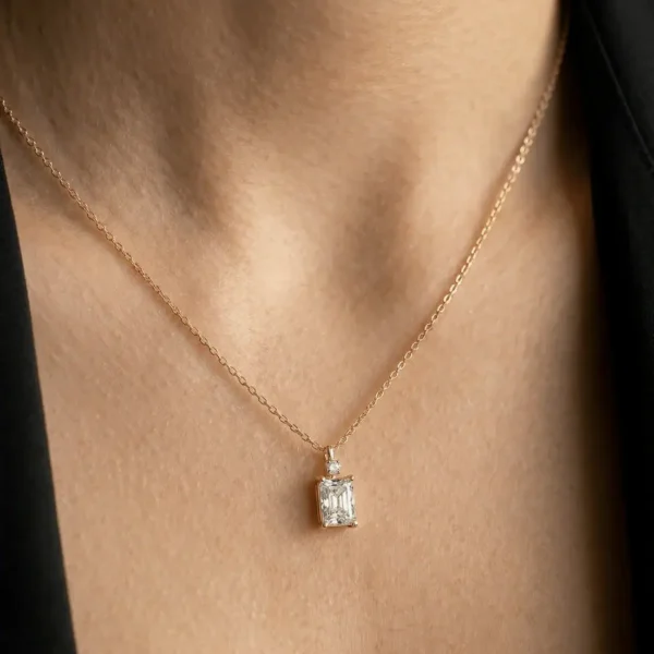 Emerald Cut Pendant Necklace