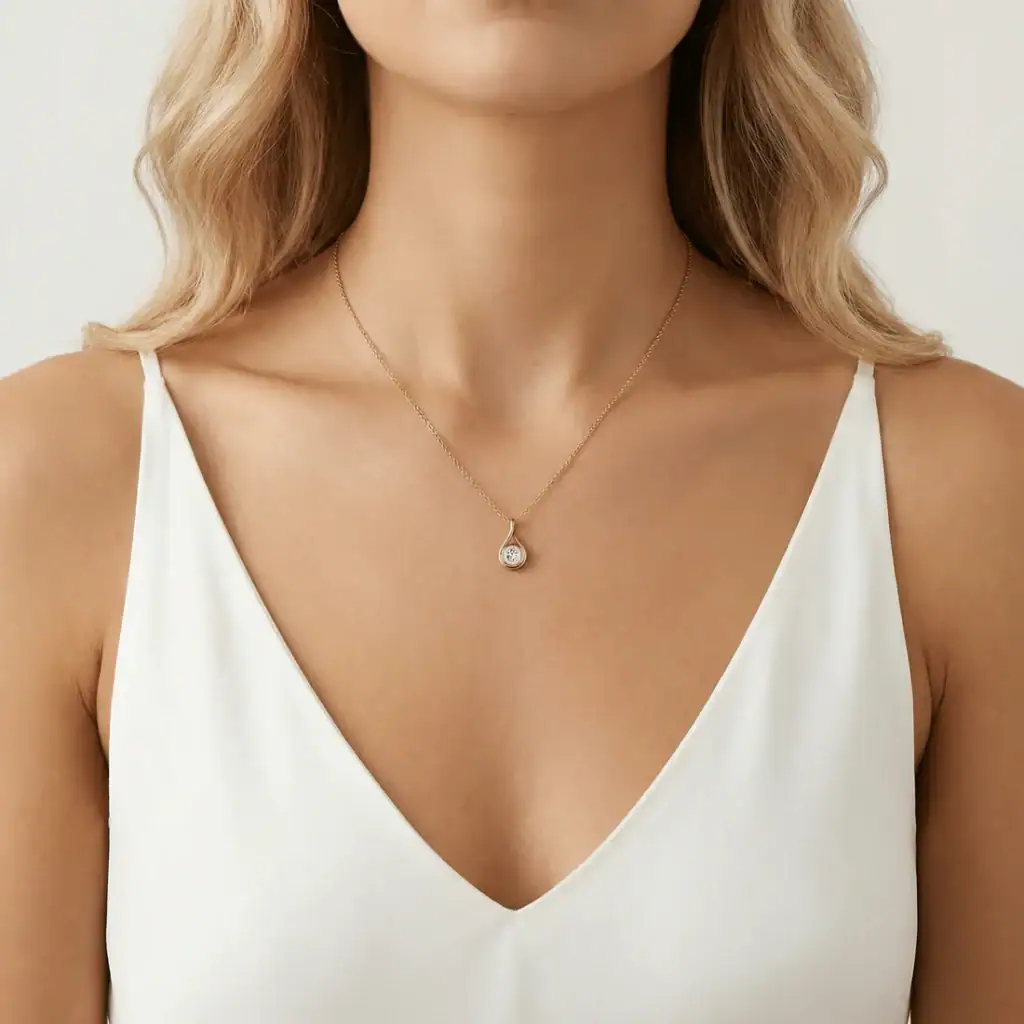 1.5ct Teardrop Pendant Necklace South Africa in 9ct Gold Moissanite or Lab Diamond