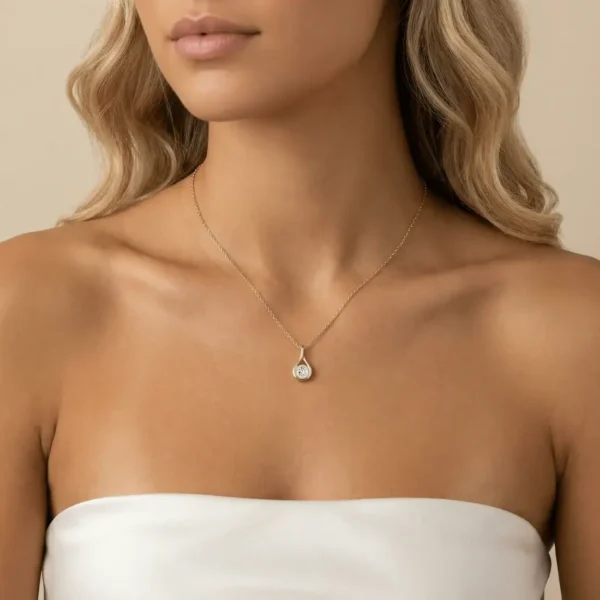1.5ct Teardrop Pendant Necklace South Africa in 9ct Gold Moissanite or Lab Diamond - Image 2