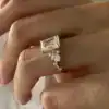Emerald and Marquise Cluster Engagement Ring South Africa Moissanite By Design