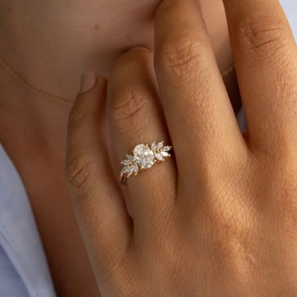 Oval and Marquise Cluster Engagement Ring South Africa Moissanite By Design