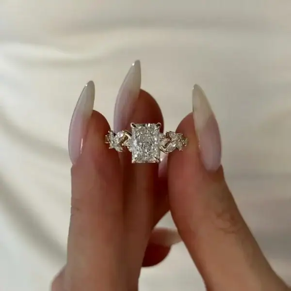 Radiant Cut Cluster Engagement Ring South Africa Moissanite By Design 2