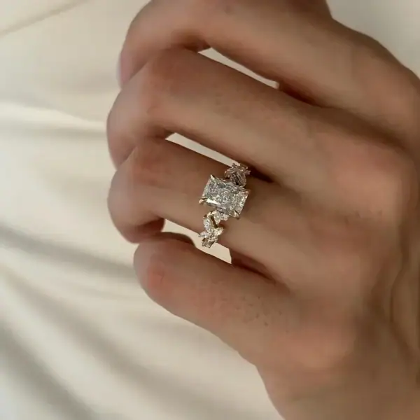 Radiant and Marquise Cluster Engagement Ring SOuth Africa Moissanite By Design
