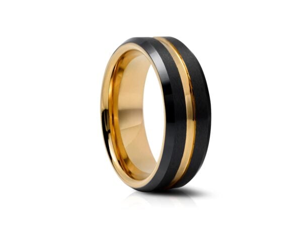 8mm Black and Yellow Gold Plating Tungsten Ring
