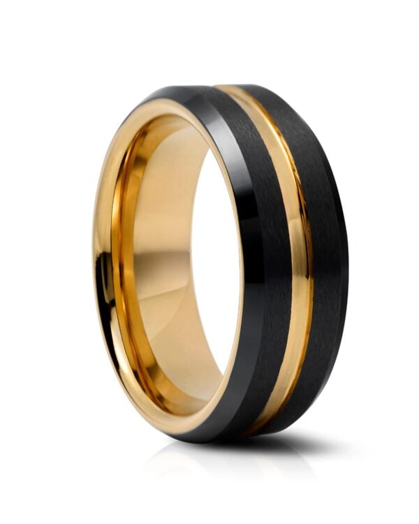8mm Black and Yellow Gold Plating Tungsten Ring