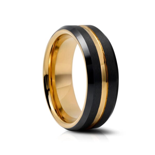 8mm Black and Yellow Gold Plating Tungsten Ring