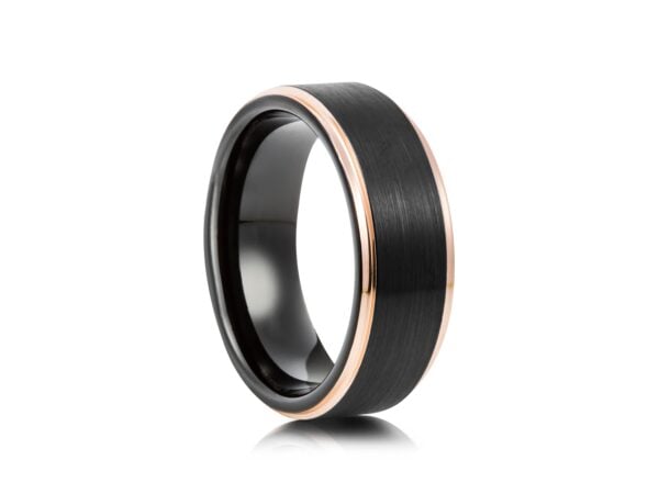 8mm Rose Gold and Black Tungsten Ring