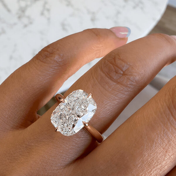 3ct Elongated Cushion Cut Solitaire NSEW Engagement Ring South Africa Moissanite By Design