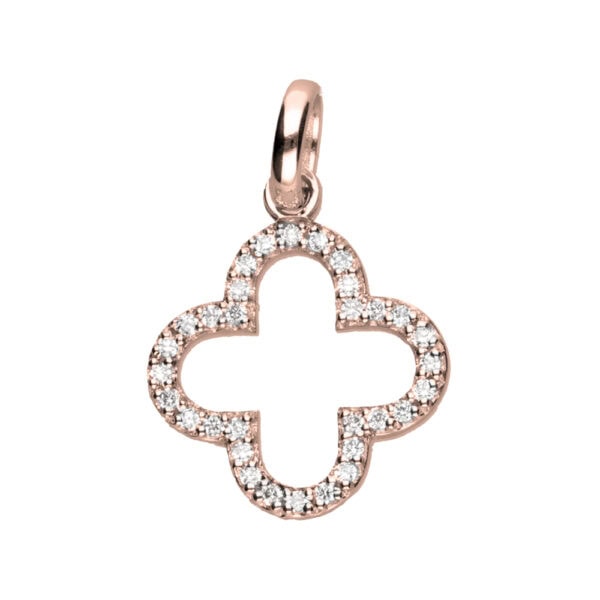 9k Rose Gold Diamond Clover Pendant (0.16ct)