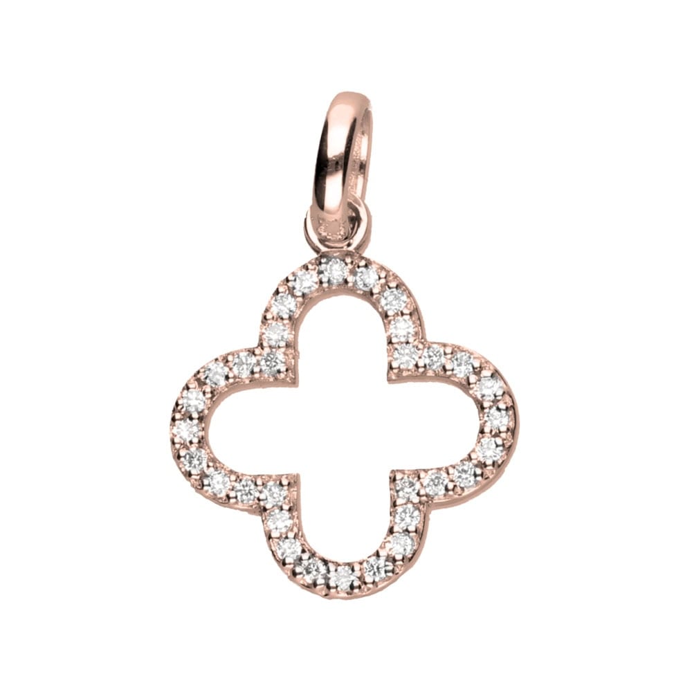 9k Rose Gold Diamond Clover Pendant (0.16ct)