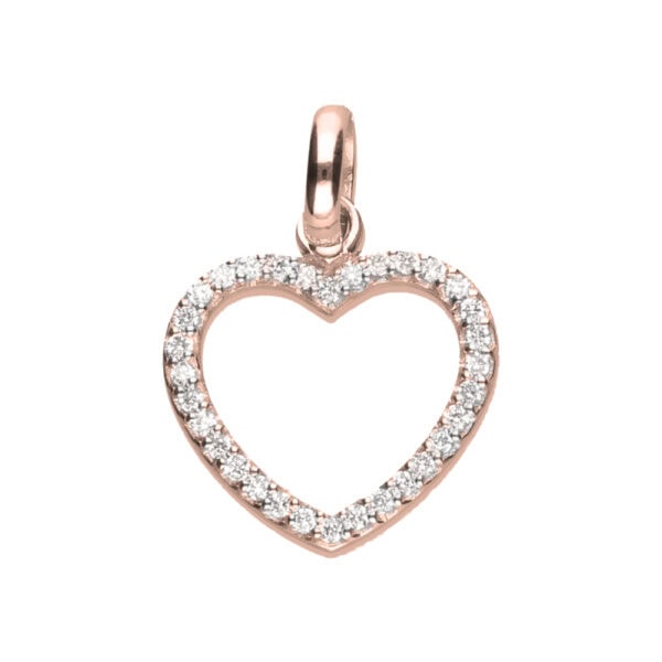 9k Rose Gold Diamond Heart Pendant (0.16ct)