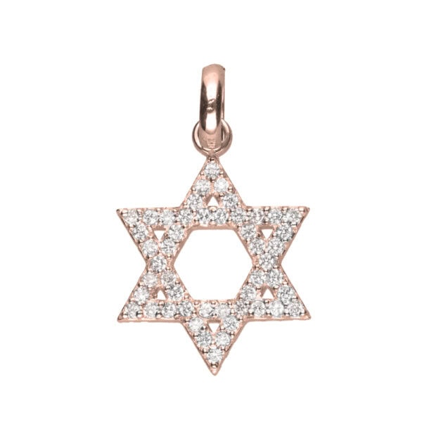 9k Rose Gold Star of David Diamond Pendant (0.24ct)