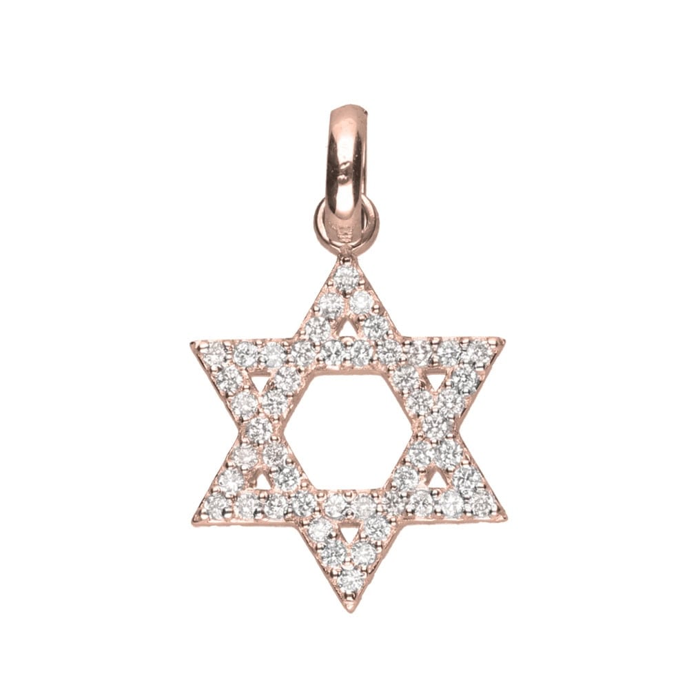 9k Rose Gold Star of David Diamond Pendant (0.24ct)